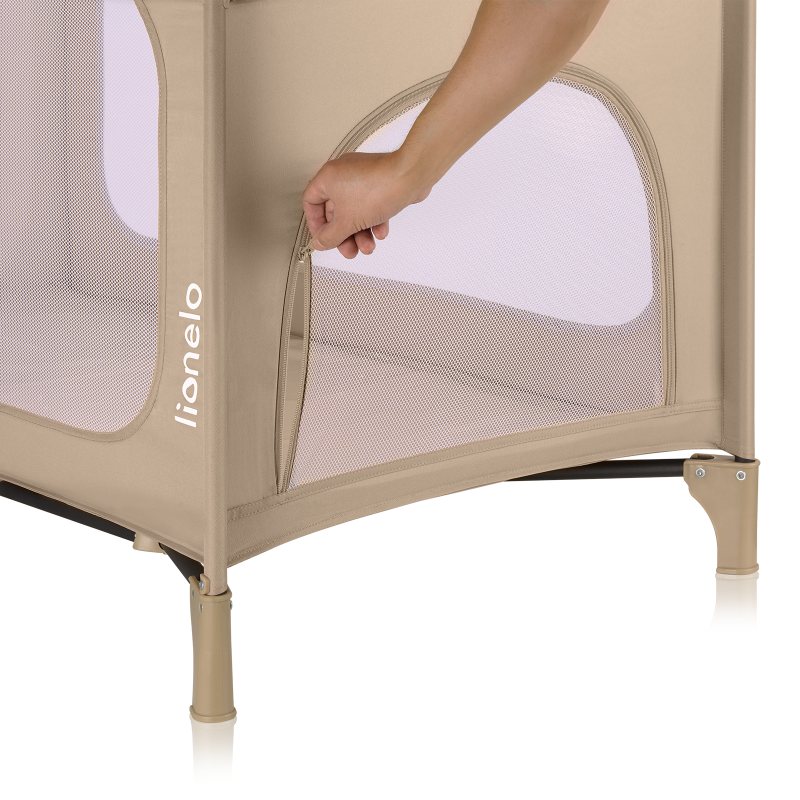 Lionelo Jasmin Easy Fold Beige Sand — cuna de viaje