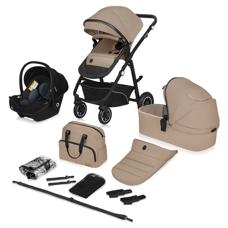 Lionelo Bianka 3en1 Beige Sand — carrito multifuncional con silla de coche