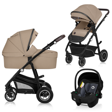 Lionelo Bianka 3en1 Beige Sand — carrito multifuncional con silla de coche