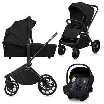 Lionelo Mika Plus 3en1 Black Onyx — carrito multifuncional con silla de coche