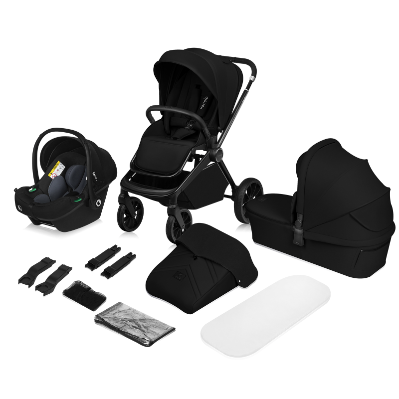 Lionelo Mika Plus 3en1 Black Onyx — carrito multifuncional con silla de coche