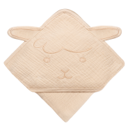 lionelo Muslin Hooded Towel Beige Sand — Toalla de baño con capucha