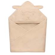 lionelo Muslin Hooded Towel Beige Sand — Toalla de baño con capucha