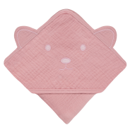 lionelo Muslin Hooded Towel Pink Baby — Toalla de baño con capucha