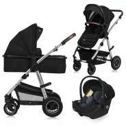 lionelo Amber 3en1 Black Silver — Cochecito multifuncional