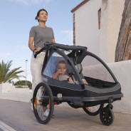 Lionelo Cama Grey Stone — remolque para bicicleta con función de cochecito