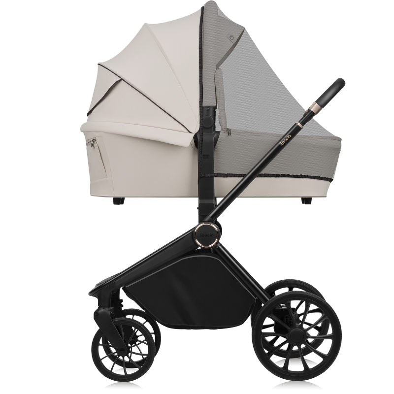 Lionelo Mika Plus 3en1 Beige Sand — carrito multifuncional con silla de coche