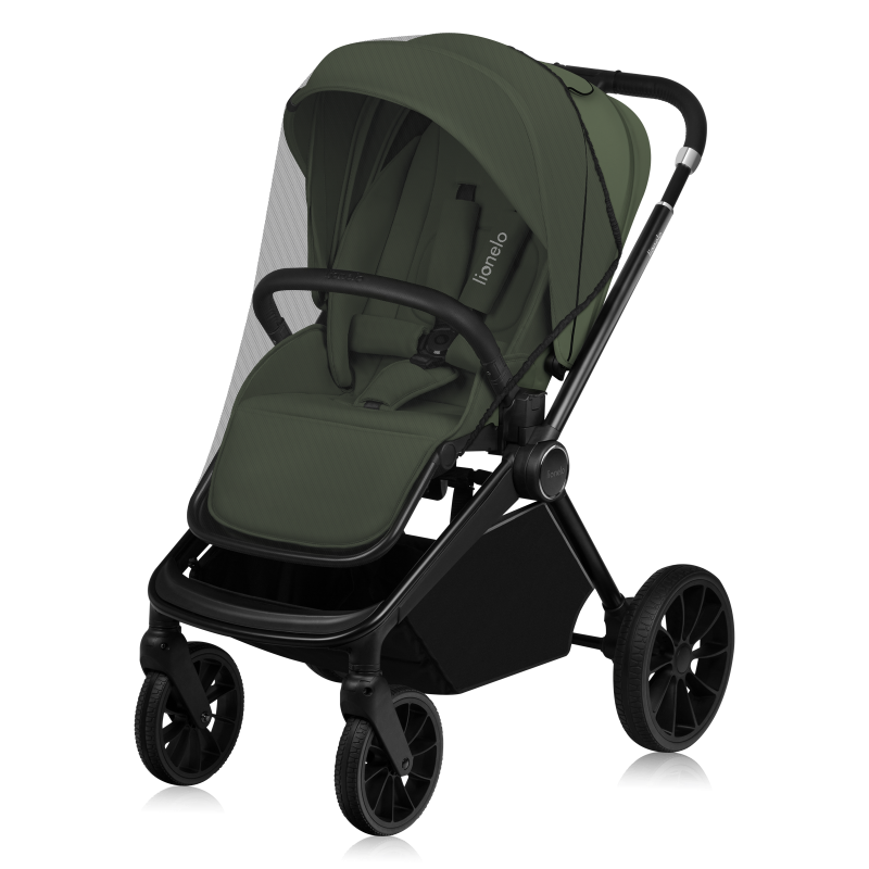 Lionelo Mika Plus 3en1 Green Olive — carrito multifuncional con silla de coche