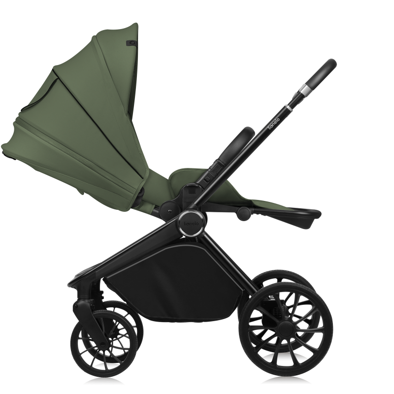 Lionelo Mika Plus 3en1 Green Olive — carrito multifuncional con silla de coche