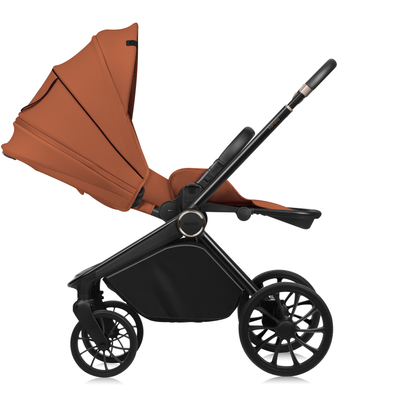 Lionelo Mika Plus 3en1 Brown Rust — carrito multifuncional con silla de coche