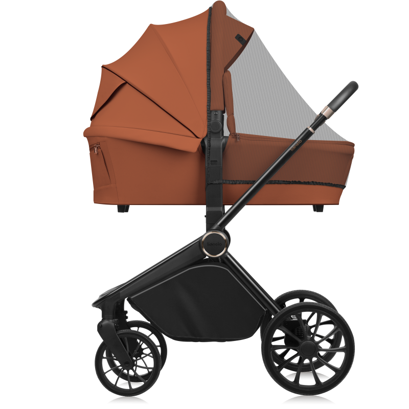 Lionelo Mika Plus 3en1 Brown Rust — carrito multifuncional con silla de coche