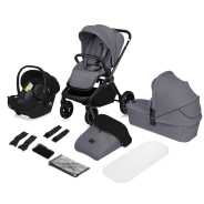 Lionelo Mika Plus 3en1 Grey Stone — carrito multifuncional con silla de coche